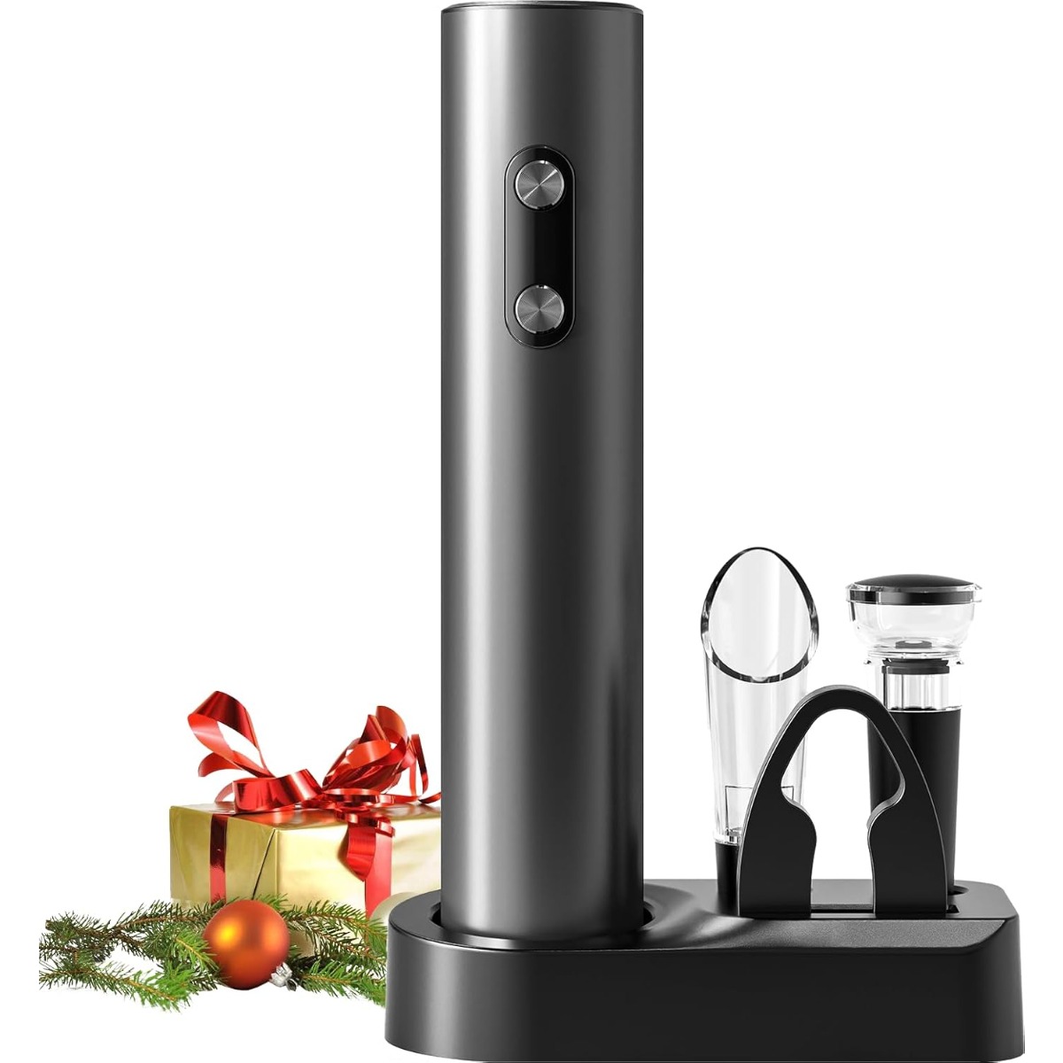 Wine Opener Electric - 電動ワインオープナーセット 電動ワインボトルオープナー 収納ベース付き/ワインエアレーター注ぎ口/ホイルカッター/ワインストッパー