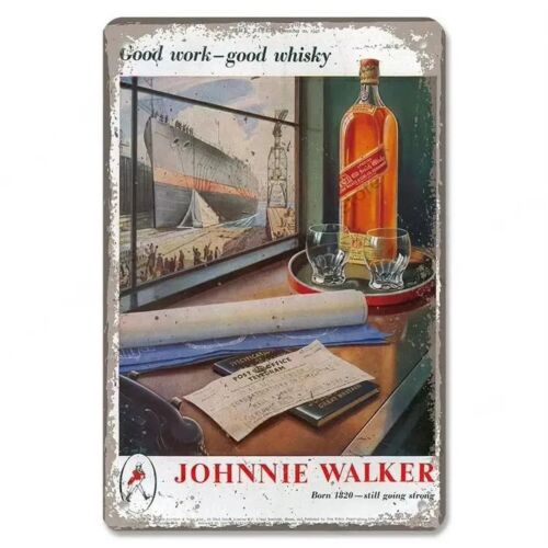 Wine Tag Label - ジョニーウォーカー ヴィンテージ ウイスキー メタルティンサイン マンケーブ ウォールアート