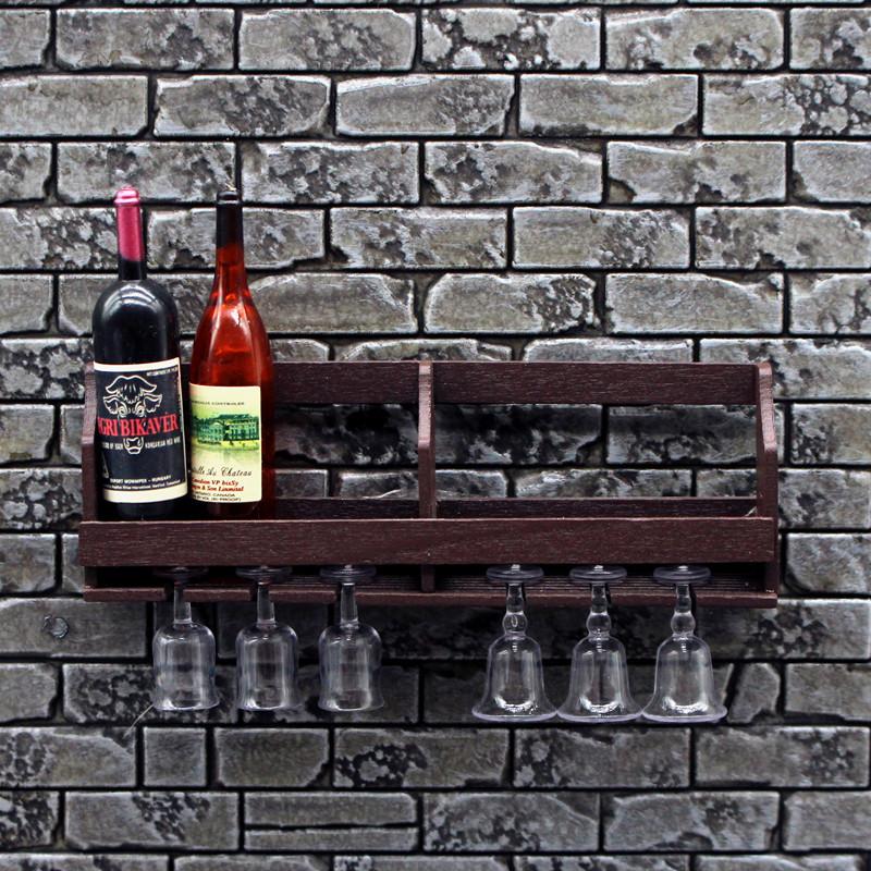 Wine Rack Wall Mount - 1 セットドールハウスシミュレーション壁掛けワインカップラックミニチュア吊り下げディスプレイモデルままごとおもちゃの装飾子供のギフト