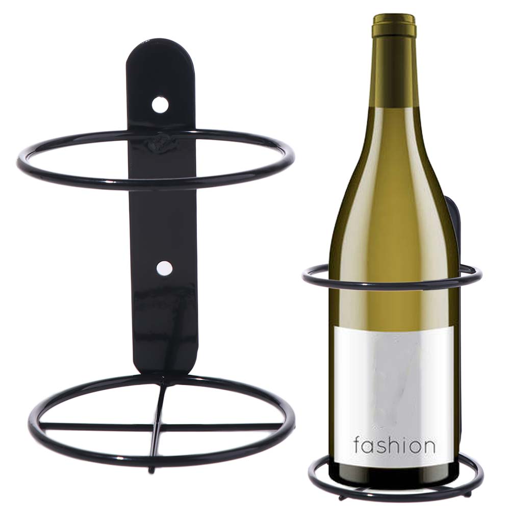 Wine Rack Wall Mount - 鉄製壁掛けワインボトルホルダー シンプルな黒色 シングルボトルディスプレイラック 装飾的省スペースワインラック 家庭用