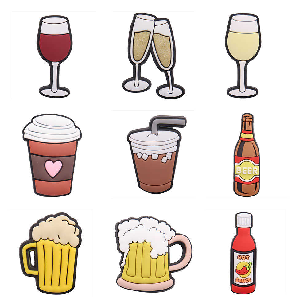Beer Wine Hobby - 装飾用PVCシューズアクセサリー,ストラップ,イヤリング,サークル,ドリンク,ワイン,ビール,靴,チャーム,大人のギフト,シングルセール,1ユニット