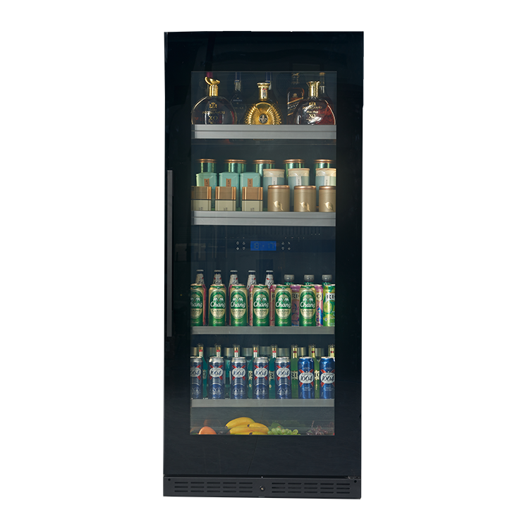 Wine Beer Cooler - 電気式黒ガラス扉ワイン＆ビールクーラー、家庭用およびホテル用縦型ディスプレイ、自立設置タイプ