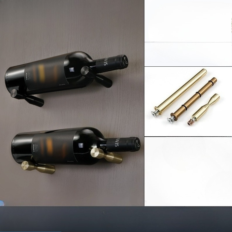 Wine Rack Wall Mount - 2ペアの壁掛けワインラック、アルミニウム合金製ワインボトルホルダー、家庭、リビングルーム、バー用