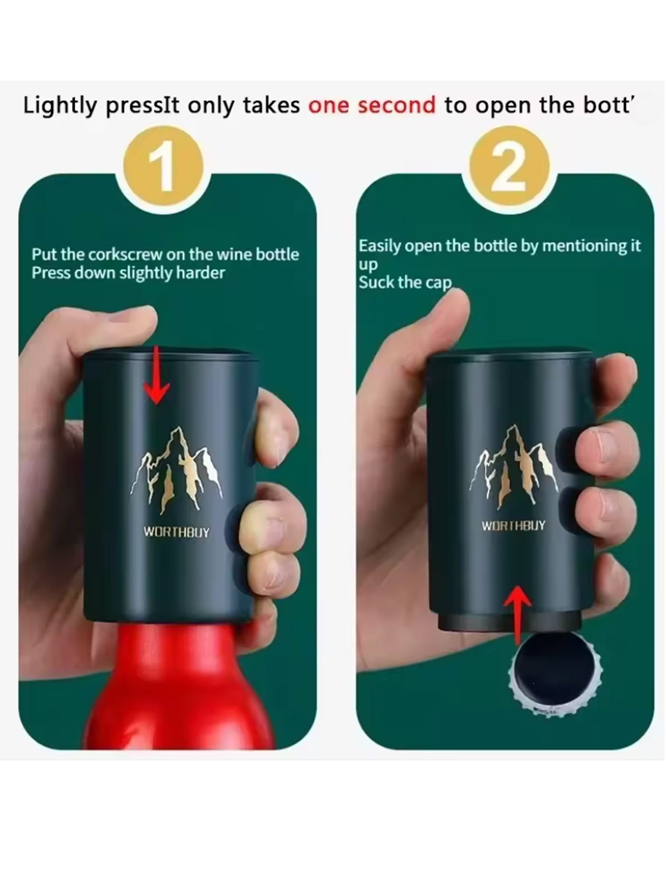 Wine Beer Bottle - 1 個自動ビール栓抜きステンレス鋼プレス蓋ビールコルク抜きツールポータブルバーガジェットワインキャップオープナーキッチン