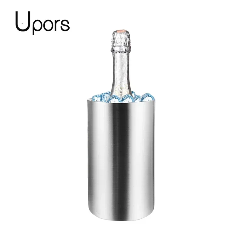 Wine Beer Cooler - UPORS ステンレス鋼ワインクーラーバケット二重壁ワインボトルクーラーホルダーシャンパンクーラービールチラーアイスバケットバーツール