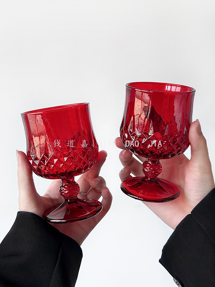Wine Beer Foot - ヴィンテージ赤ワイングラス,高エンボスエンボスグラス,鉛フリーダイヤモンド,ウイスキーグラス
