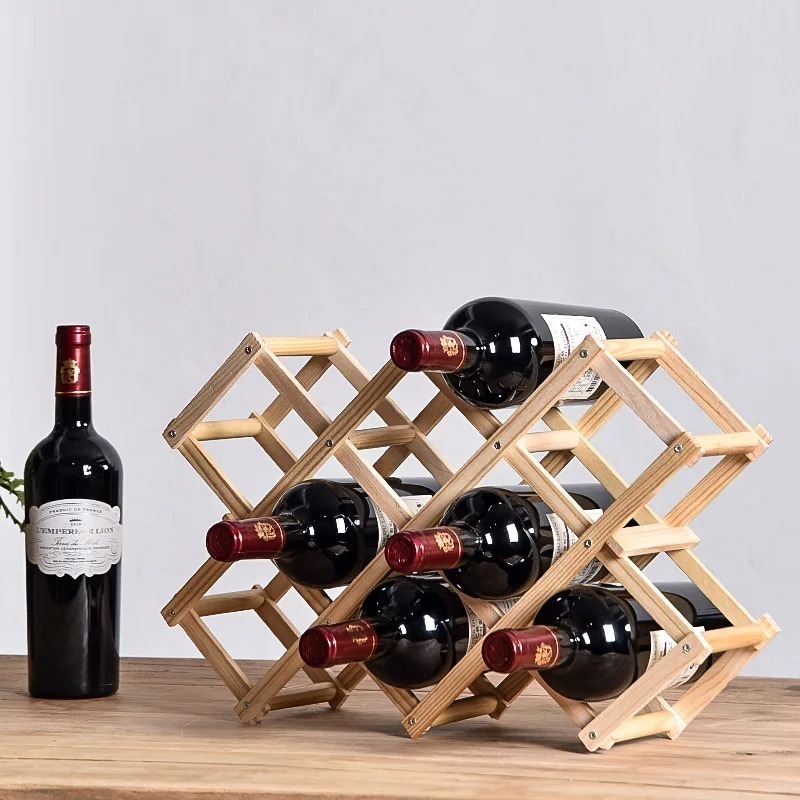 Wine Rack Wall Mount - 積み重ね可能なワイン収納棚 3、5、6、10 ボトル木製ワイン棚ホームバー用品ワインキャビネットバーツール