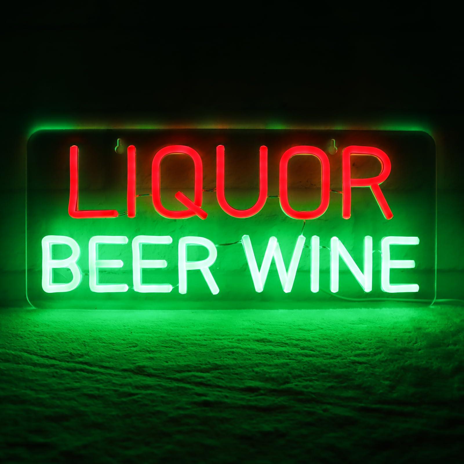 Wine Beer Store - 酒類、ビール、ワインのネオンサイン、壁飾り用LEDビジネスサイン、酒屋、クリスマス、誕生日パーティーのギフトに最適