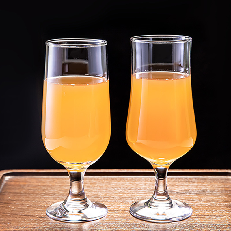 Wine Beer Foot - 厚みのあるハイフットジュースグラスカップ ワイン、ビール、牛乳用 家庭用 耐久性のあるドリンクウェア