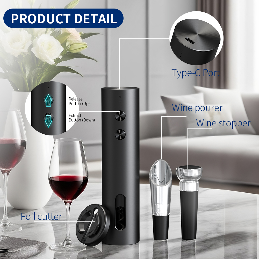 4-in-1電動ワインオープナーセットUSB充電式電動自動コ - Wine Opener Electric のレビューと価格