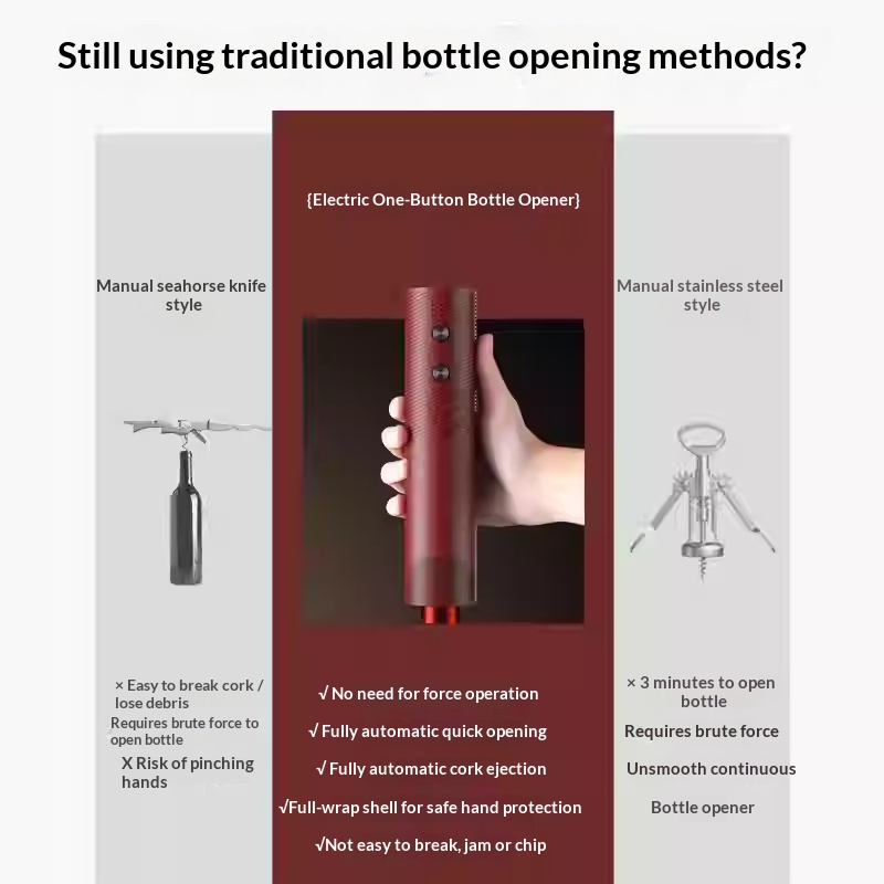 電動ワインボトルオープナー 充電式自動コルク抜き ワンクリッ - Wine Opener Electric のレビューと価格