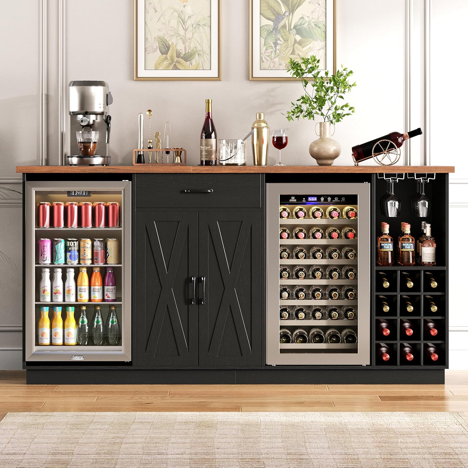 78.74インチ大型コーヒーバーキャビネット（冷蔵庫スペース - Wine Beer Cooler のレビューと価格