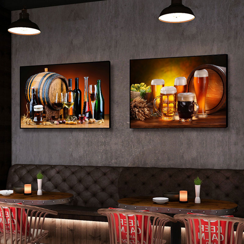 キッチンバー赤ワインぶどうビールボトルキャンバス絵画静物北欧 - Wine Beer Bottle のレビューと価格