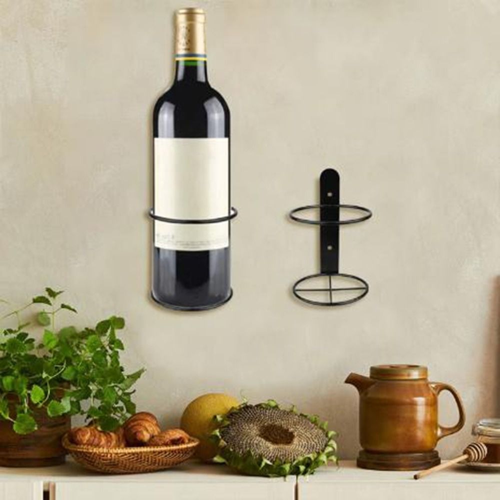鉄製壁掛けワインボトルホルダー シンプルな黒色 シングルボト - Wine Rack Wall Mount のレビューと価格