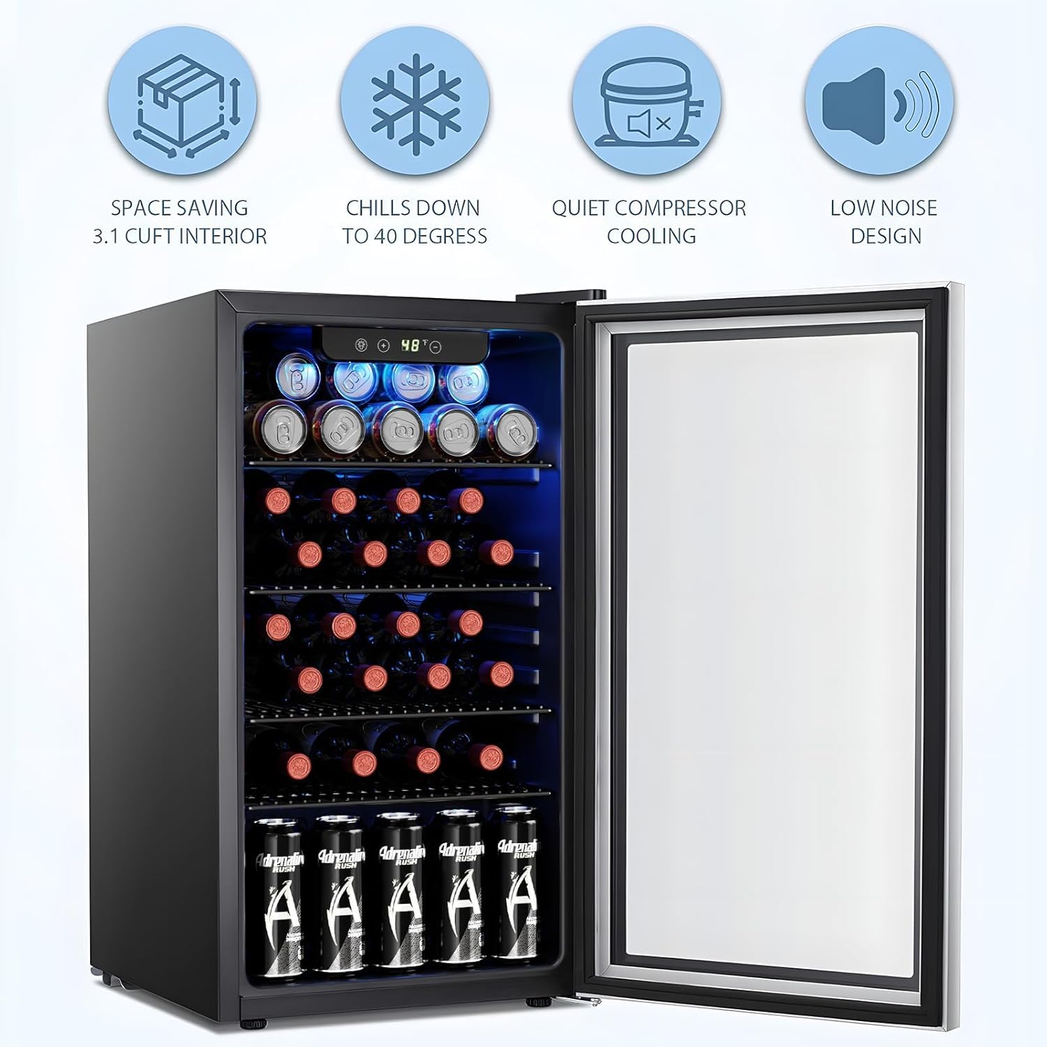 26本収納 130缶収納 ワインクーラー/キャビネット冷蔵庫 - Wine Beer Cooler のレビューと価格