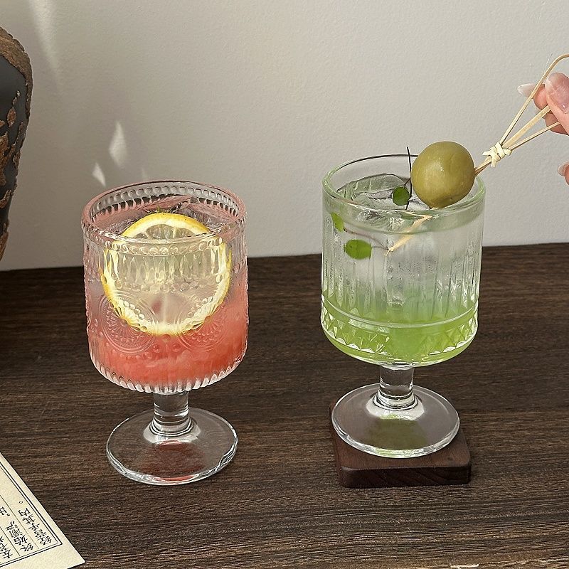 4 個セットヴィンテージエンボス加工混合パターンワイングラス - Wine Beer Mix のレビューと価格