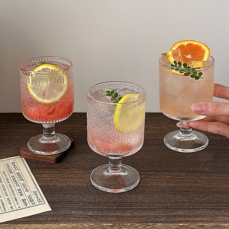 4 個セットヴィンテージエンボス加工混合パターンワイングラス - Wine Beer Mix のレビューと価格