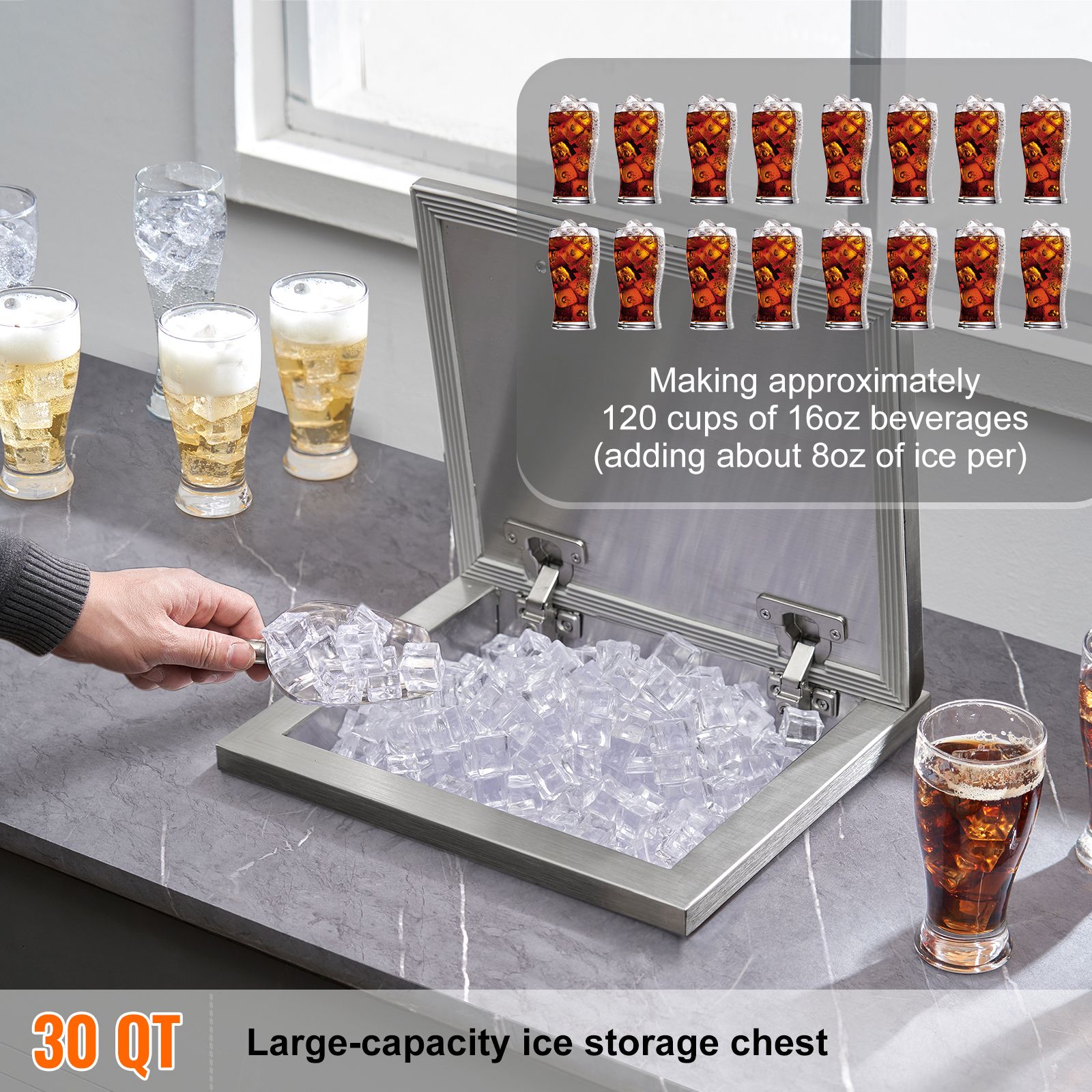 ドロップイン式アイスチェスト、長さ14インチ x 幅12イン - Wine Beer Cooler のレビューと価格