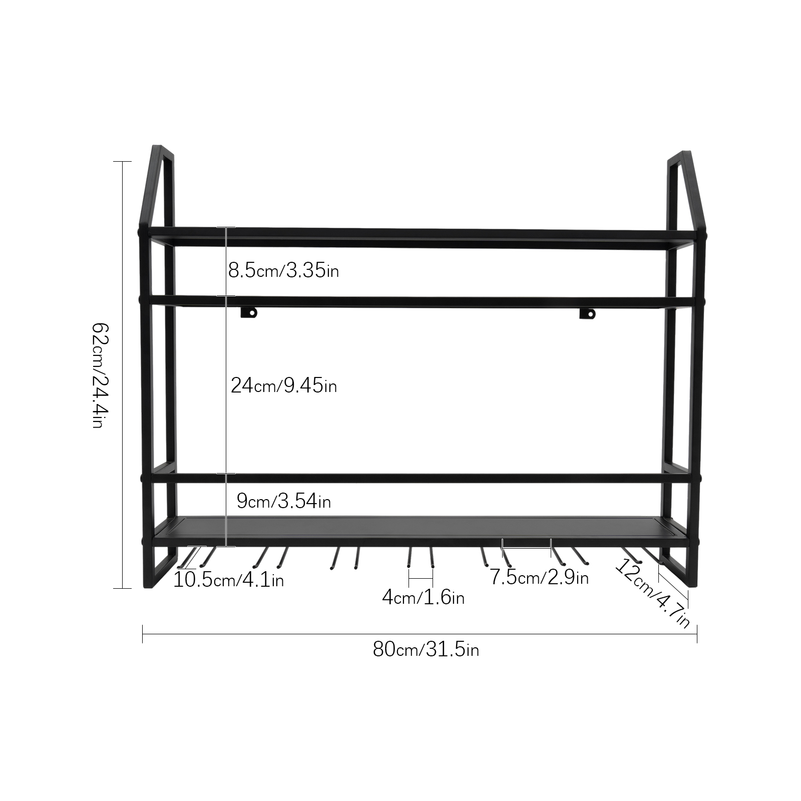 二層ワインラック壁掛けグラスホルダー棚オーガナイザー棚収納7 - Wine Rack Wall Mount のレビューと価格