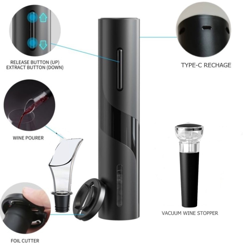 充電式多機能電動自動コークスクリューワインオープナーセットワ - Wine Opener Electric のレビューと価格