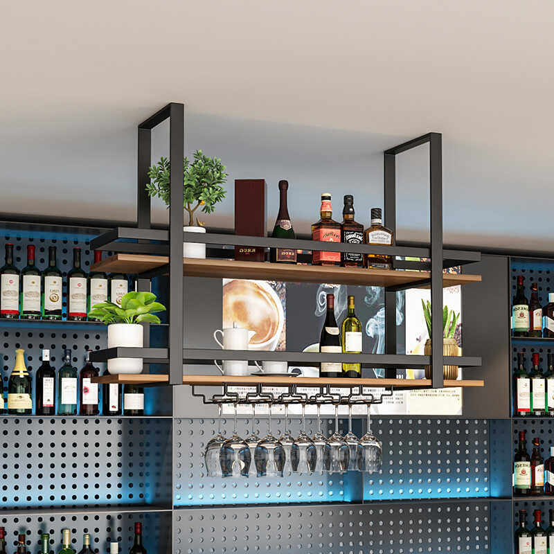 シンプルな金属製錬鉄ハンガーシェルフバー、キッチン吊り下げ天 - Wine Rack Wall Mount のレビューと価格