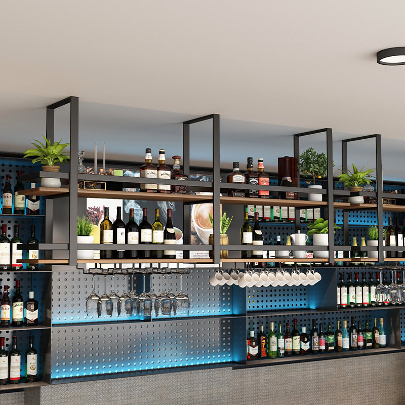シンプルな金属製錬鉄ハンガーシェルフバー、キッチン吊り下げ天 - Wine Rack Wall Mount のレビューと価格