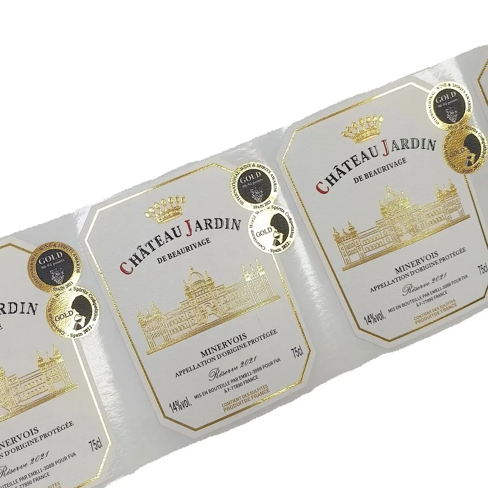 カスタムロゴステッカー金箔エンボス加工永久接着防水スクラッチ - Whisky Beer And Wine のレビューと価格