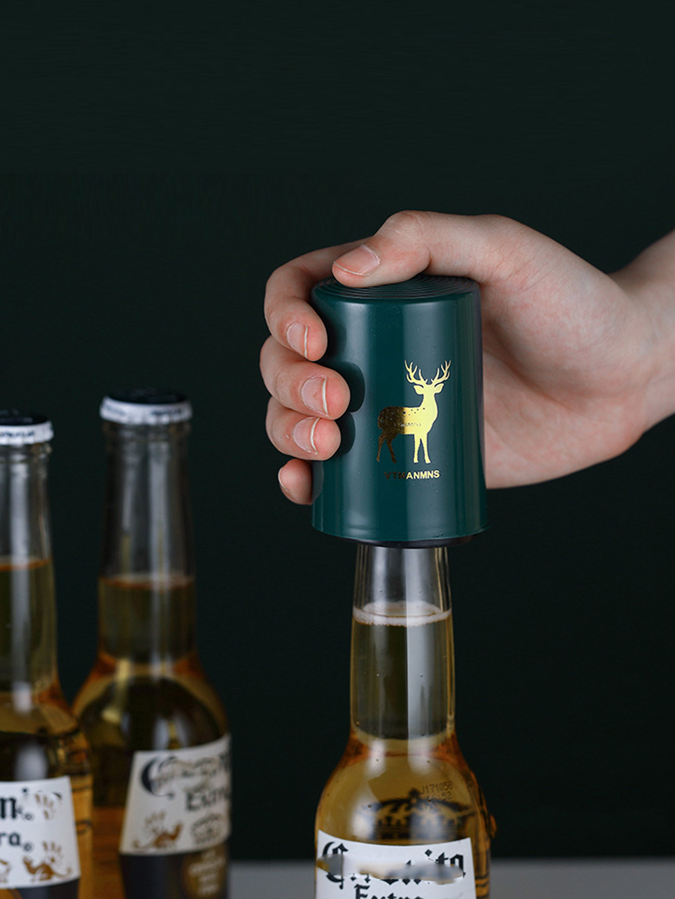 1 個自動ビール栓抜きステンレス鋼プレス蓋ビールコルク抜きツ - Wine Beer Bottle のレビューと価格