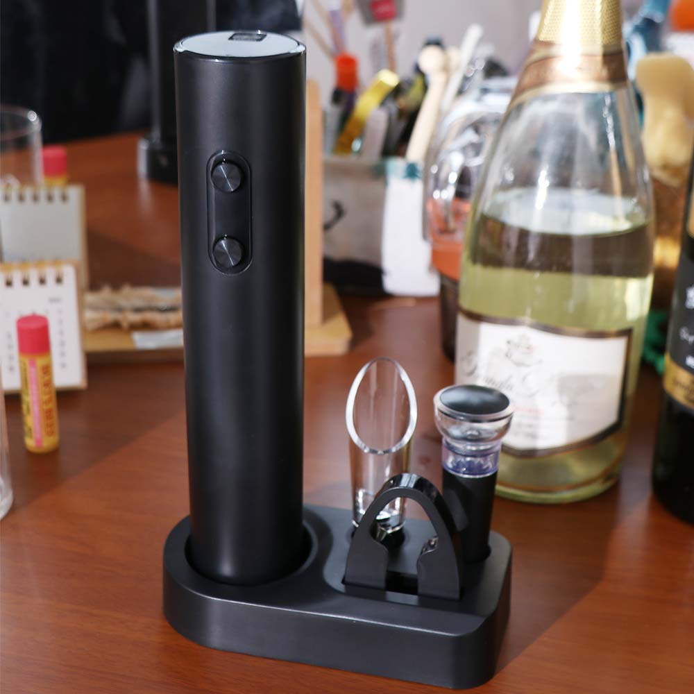 5-in-1電動ワインボトルオープナー、ベース付きで再利用可 - Wine Opener Electric のレビューと価格