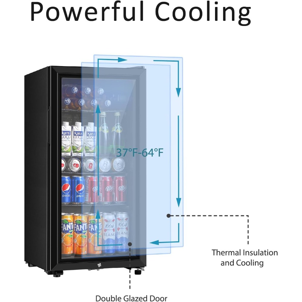 飲料冷蔵庫、3.2立方フィートのミニ冷蔵庫、ソーダ、ビール、 - Wine Beer Cooler のレビューと価格
