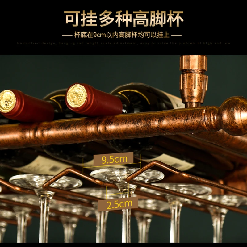 ヴィンテージブロンズ黒鉄金属鋳造天井ハング逆さまワインゴブレ - Wine Rack Wall Mount のレビューと価格