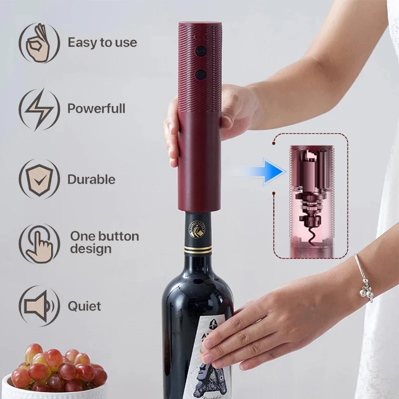 充電式ワインオープナー電動自動コルク抜きワンクリックボタン開 - Wine Opener Electric のレビューと価格