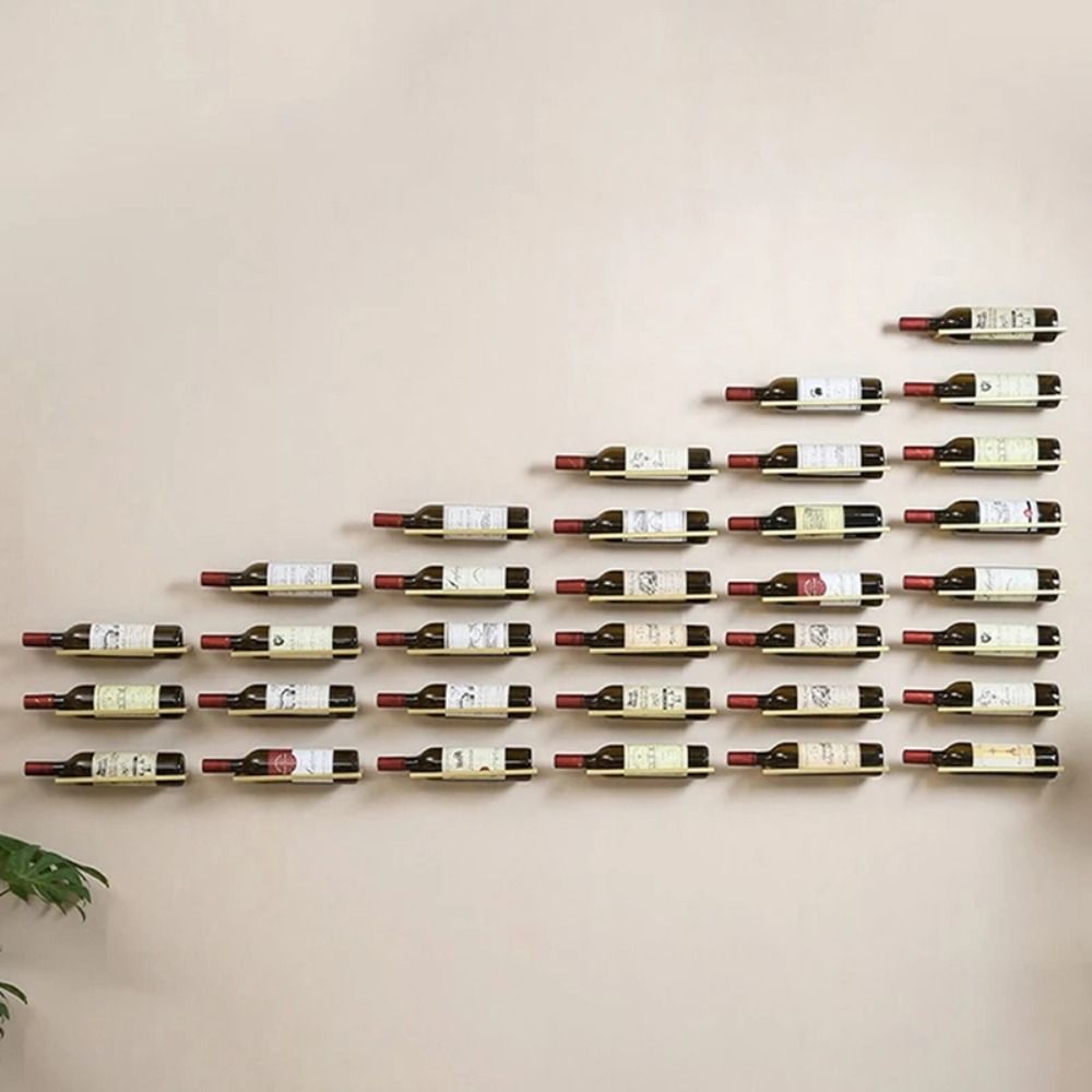 壁掛け式メタルワインラック ブラック/ゴールド ワインボトル - Wine Rack Wall Mount のレビューと価格