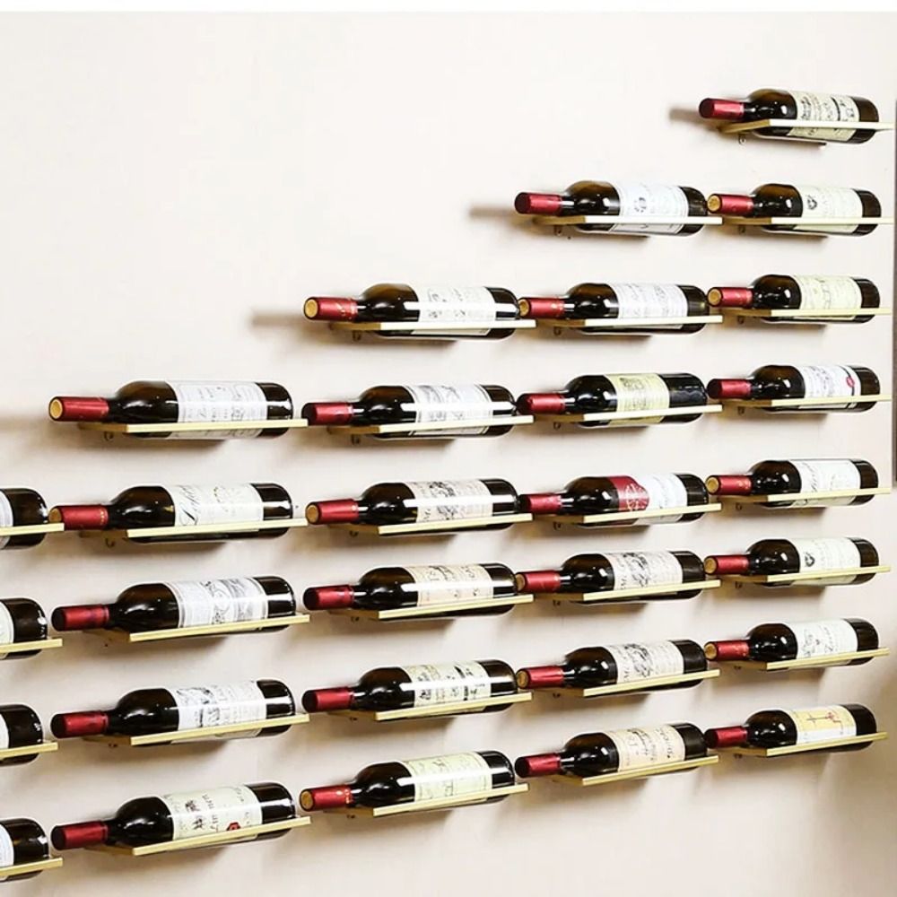 壁掛け式メタルワインラック ブラック/ゴールド ワインボトル - Wine Rack Wall Mount のレビューと価格