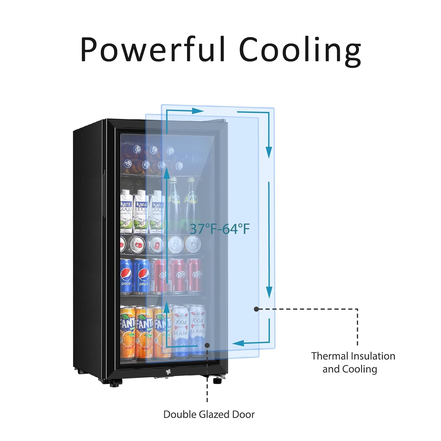飲料用冷蔵庫、3.2立方フィートのミニ冷蔵庫（両開きガラスド - Wine Beer Cooler のレビューと価格