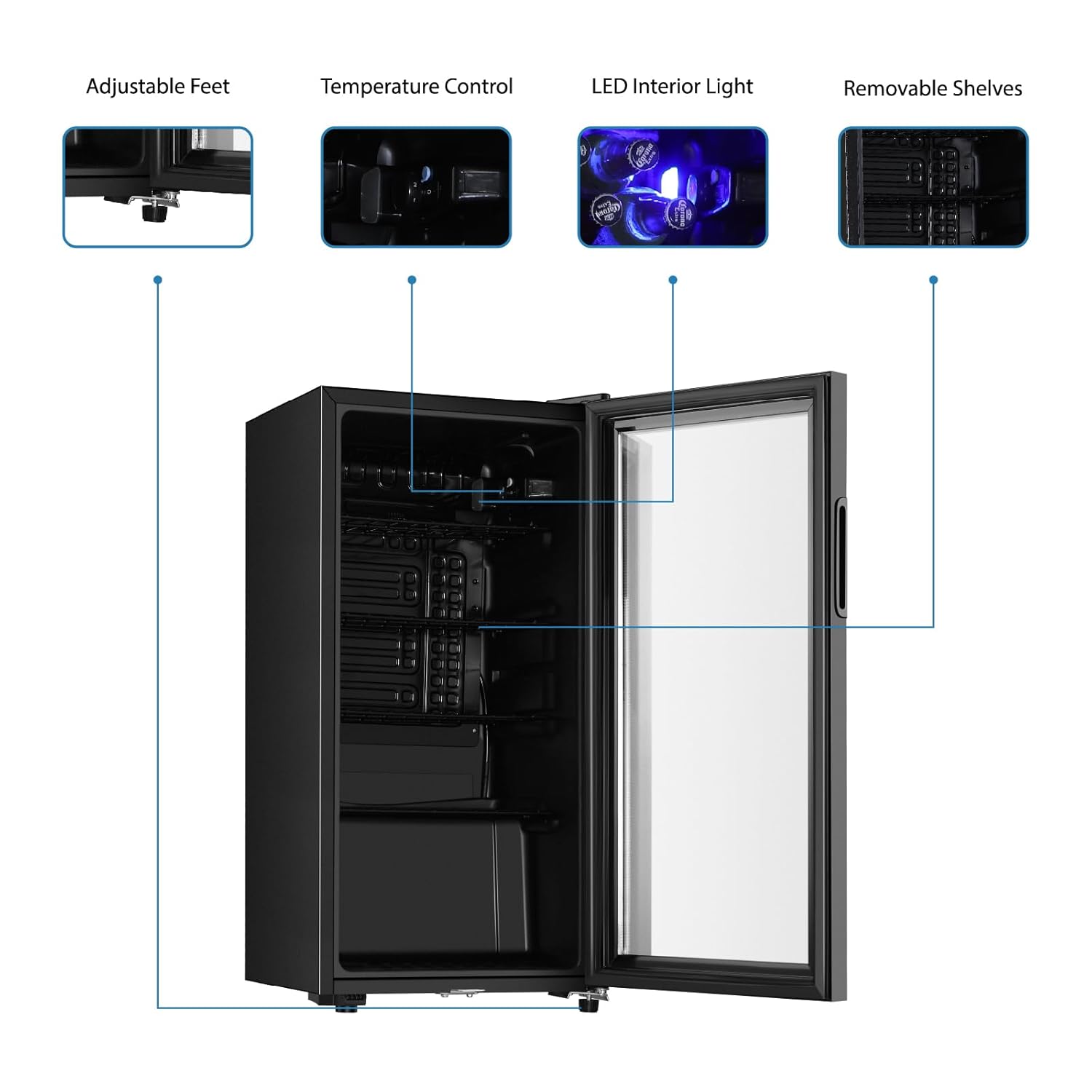 飲料用冷蔵庫、3.2立方フィートのミニ冷蔵庫（両開きガラスド - Wine Beer Cooler のレビューと価格