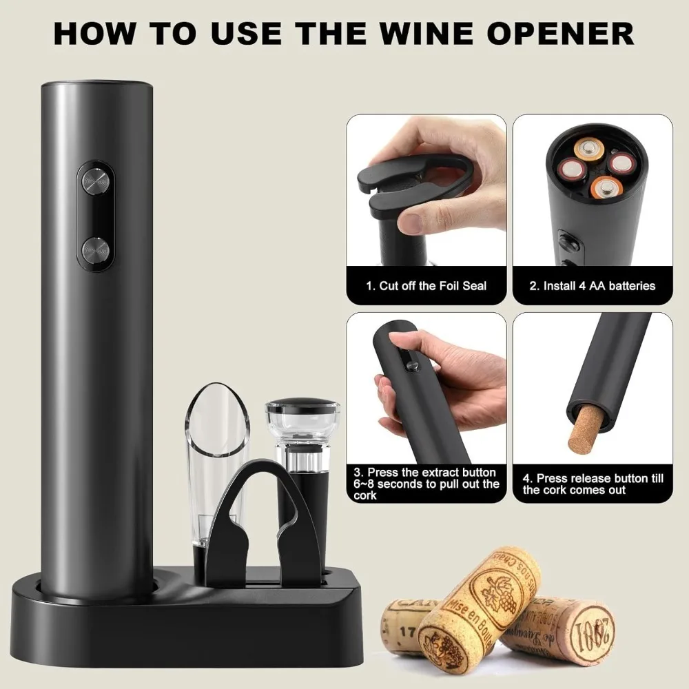 ワイン愛好家に適した充電ベースまたはLEDライト付きバッテリ - Wine Opener Electric のレビューと価格