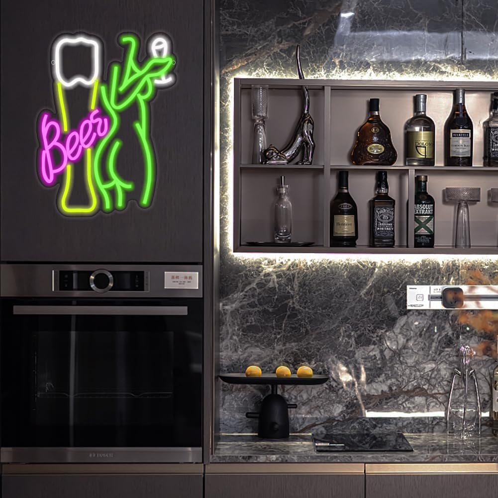 ビールネオンサイン 女性の体ネオンライト LEDワイングラス - Wine Beer Store のレビューと価格